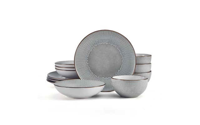  Arlie 12 Piece Dinnerware Set, Gray