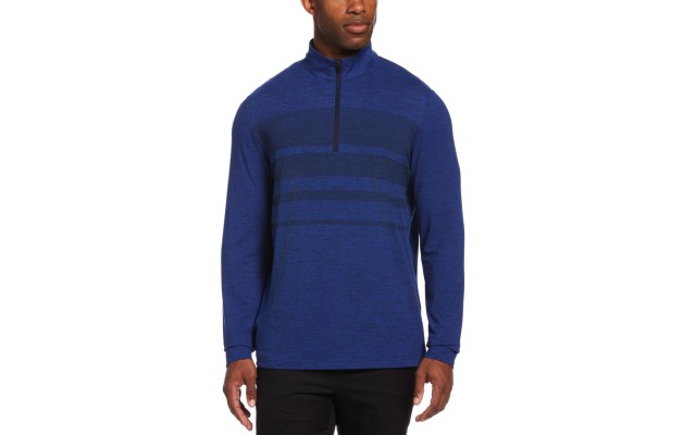  Men's Luxury Performance Stretch Textured Gradient Stripe 1/4-Zip Golf Sweatshirts, Navy, XX-Large