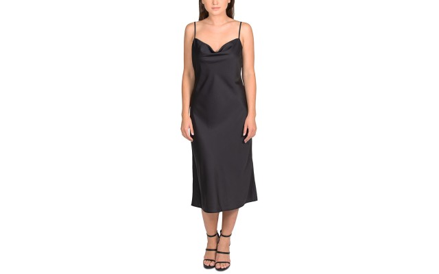  Womens Juniors’ Cowl-Neck Cami Dress, Black/XS