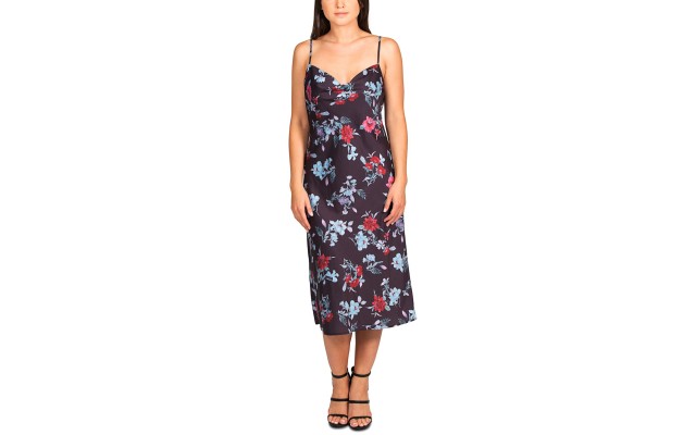  Womens Juniors’ Cowl-Neck Cami Dress, Purple/S
