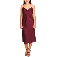 Pink Rose Womens Juniors’ Cowl-Neck Cami Dress, Wine/L