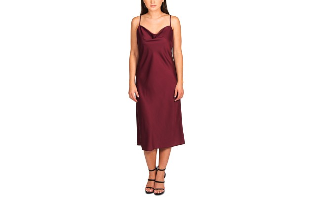 Pink Rose Womens Juniors’ Cowl-Neck Cami Dress, Wine/L