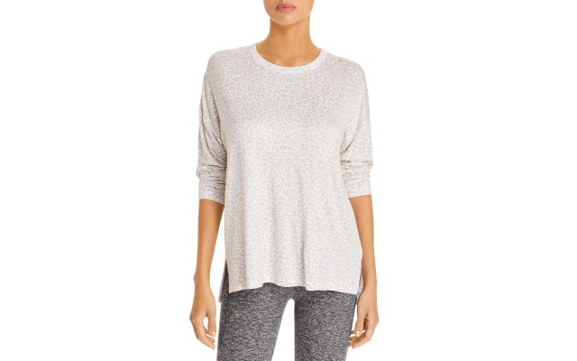  Women’s Loungewear Leopard Print Long Sleeve Top, Sunshine, Medium