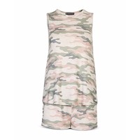 Pj Salvage Women’s Peachy Dreams Skull Printed Tank Top, Beige Camo, X-Large