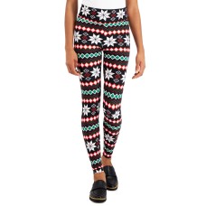 Planet Gold Juniors’ Holiday Printed Leggings, Black/S