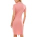  Womens Juniors’ Ruched Rib-Knit Bodycon Dress, Pink/L