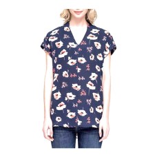 Pleione Henley Blouse Print Shirt With Front Chest Pocket