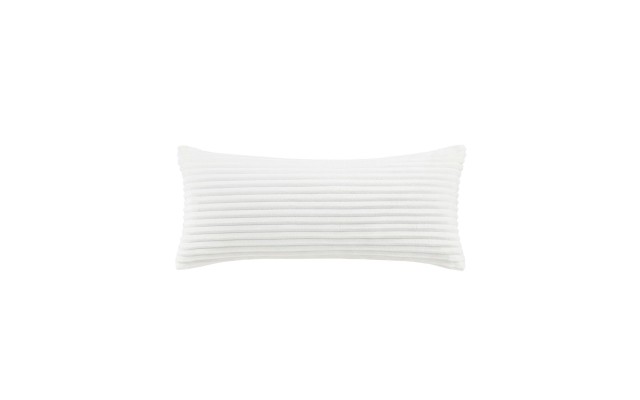  Corded Plush Decorative Pillow, 14 x 30″,Ivory,