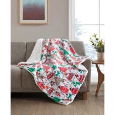Premier Comfort Holiday Printed Velvet to Sherpa Throw, 50″ x 60″
