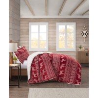 Premier Comfort Reversible Velvet to Sherpa Comforter Set,, Red, King