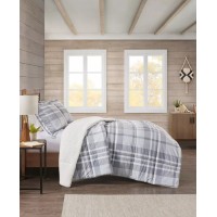 Premier Comfort Reversible Velvet to Sherpa Comforter Sets, Gray, Full/Queen