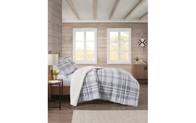  Reversible Velvet to Sherpa Comforter Sets, Gray, Full/Queen