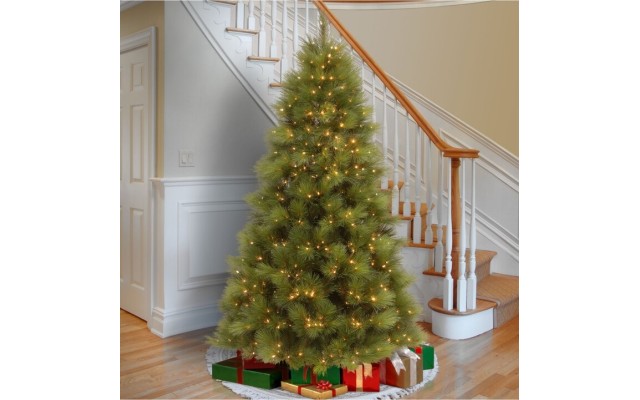 Puelo 7.5ft. Pre-Lit Arcadia Pine Mix, Artificial Christmas Tree W/ Glitter