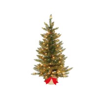 Puleo 3″ Pre-Lit Slim Fraser Fir Artificial Christmas Tree, Green