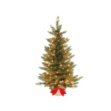 Puleo 3″ Pre-Lit Slim Fraser Fir Artificial Christmas Tree, Green