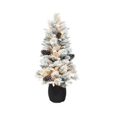 Puleo 3.5′ Pre-Lit Flocked Artificial Christmas Tree, White