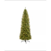 Puleo Artificial Christmas Tree, Green, 7 ft. with sliver glitter