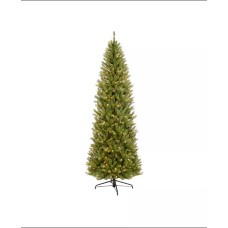 Puleo Artificial Christmas Tree, Green, 7 ft. with sliver glitter