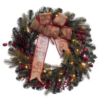 Puleo International 30 inch Prelit Premium Decorated Wreath