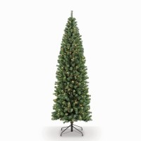 Puleo International 7.5 ft. Pre-Lit Noble Fir Artificial Christmas Tree, Green