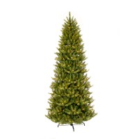 Puleo International 7.5 ft. Pre-Lit Slim Franklin Fir Artificial Christmas Tree, Green