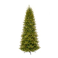 Puleo International 7.5 ft. Pre-Lit Slim Franklin Fir Artificial Christmas Tree, Green