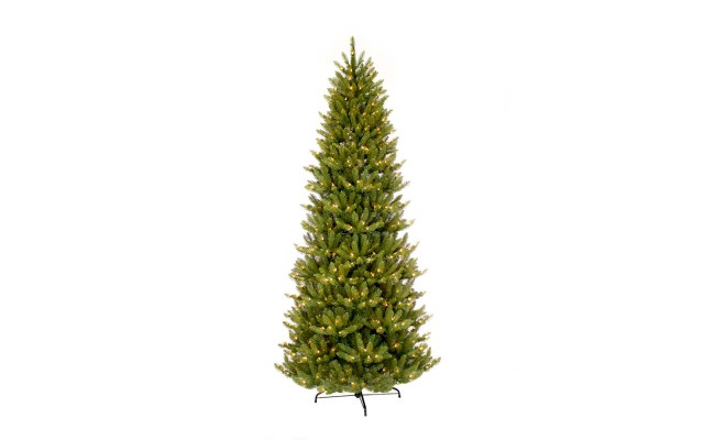  7.5 ft. Pre-Lit Slim Franklin Fir Artificial Christmas Tree, Green