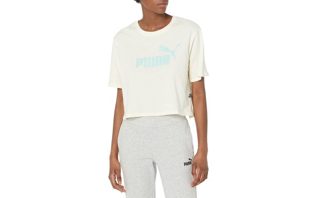  Women’s Cotton Cropped Logo-Graphic T-Shirt, Ivory Glow,  X-Large
