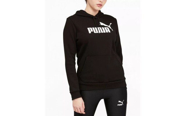  Women’s Essentials Logo Fleece Sweatshirt Hoodie, Black, Large