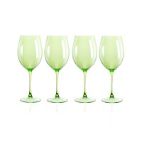 Qualia Glass Carnival All Purpose 20 oz Wine Glasses, Set of 4, Green