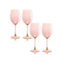 Qualia Glass Carnival All Purpose 20 Oz Wine Glasses, Set of 4 – Pink