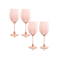 Qualia Glass Carnival All Purpose 20 Oz Wine Glasses, Set of 4 – Pink
