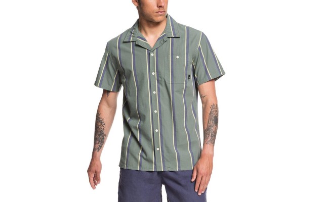  Men’s No Worries Mate Short Sleeve Woven Shirt (Green, 2XL)