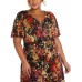 R & M Richards Plus Size Floral-Print Faux-Wrap Dress, Rustcopper/ 16W