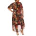 R & M Richards Plus Size Floral-Print Faux-Wrap Dress, Rustcopper/ 16W