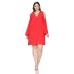 Rachel  Women’s Curvy Plus Cold-Shoulder Shift Dress, Cherry Pop, 3X Plus