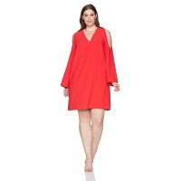 Rachel Rachel Roy Women’s Curvy Plus Cold-Shoulder Shift Dress, Cherry Pop, 3X Plus