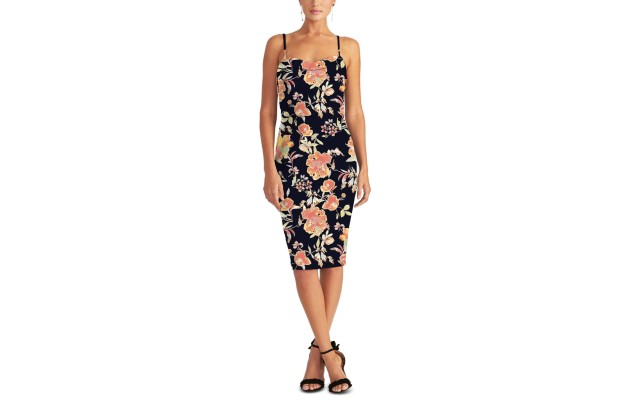  Women’s Floral Sheath Dress, Navy, Medium
