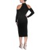  Women’s Simone Crisscross-Halter Sheath Dress, Black, X-Small
