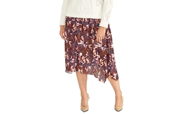 Womens Trendy Plus Size Printed A-Line Skirts, Pink, 0X