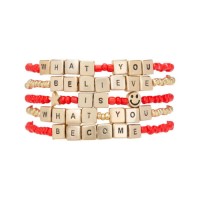 Rachel Roy Gold-Tone 5-Pc. Set Believe & Become Beaded Stretch Bracelets
