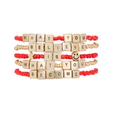 Rachel Roy Gold-Tone 5-Pc. Set Believe & Become Beaded Stretch Bracelets