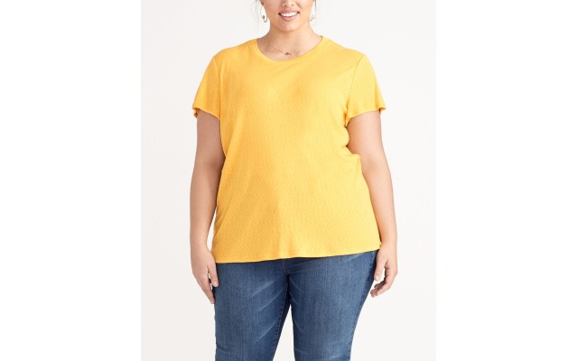  Womens Slit Back Pullover Blouse, Yellow, 1X