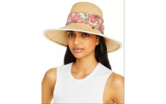 Rafaello Bettini Mixed Crochet Large Brim Rafia Hat