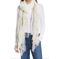 Rag & Bone Women’s Kara Playa Scarf, Antique White, One Size