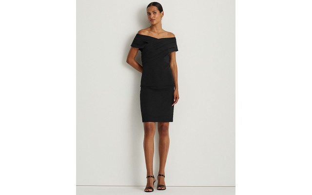 Crepe Off-the-shoulder Cocktail Dress In Black 0