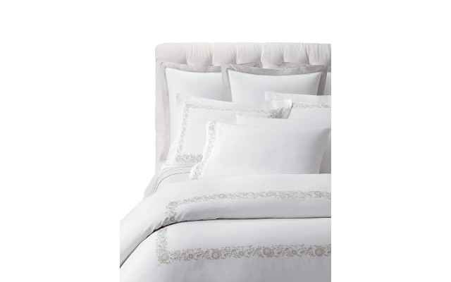  Eloise King Sham, True Platinum Eloise Embroidery Cotton Duvet & Sham Collection