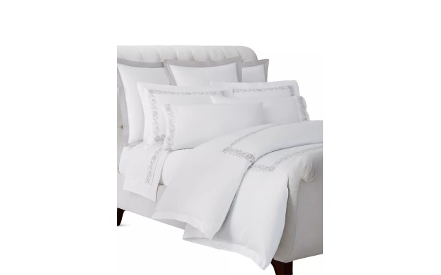  Eloise Queen Duvet Cover, True Platinum from Embroidery Cotton Duvet & Sham Collection
