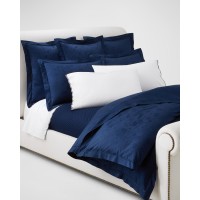 Ralph Lauren Organic Cotton Bethany Jacquard Flat Sheet, King, Navy