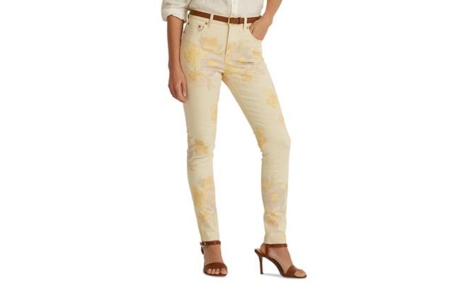  Womens Floral High-Rise Skinny Ankle Jeans, Blush Multi, 8